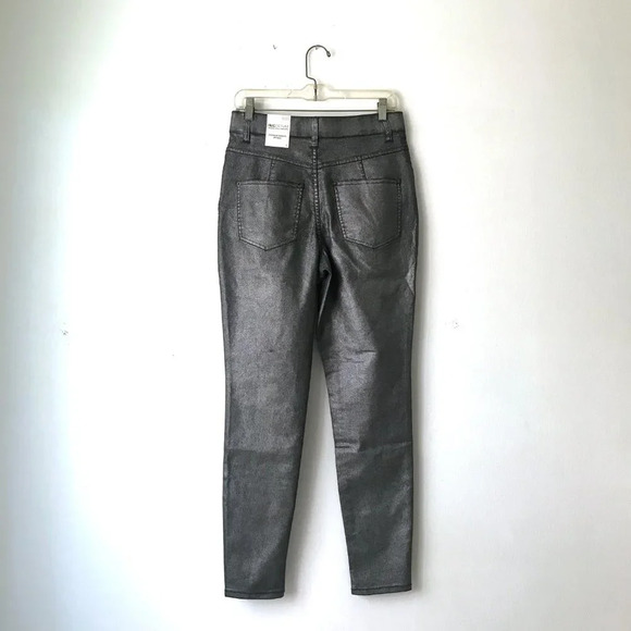 NWT INC International Concepts Metallic Silver Skinny Denim Jeans Size 8 - Picture 4 of 7